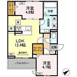ルヴィータ川名 1LDKの間取図画像