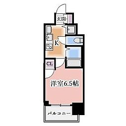 ライジングコート瑞穂通 1Kの間取図画像