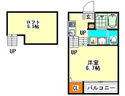 ハーモニーテラス西野町 1SKの間取図画像