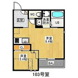 グランティック堀田 1LDKの間取図画像