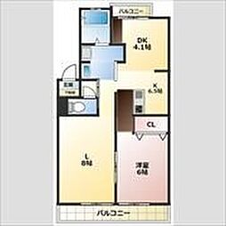 浦里第一マンション 1LDKの間取図画像