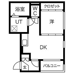 ハーモニーテラス二番5 1DKの間取図画像