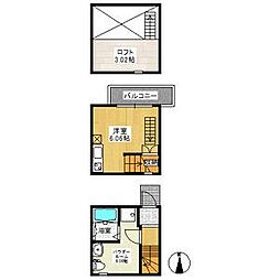 アースクエイク寺崎 1SKの間取図画像