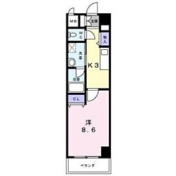 NEWCITYAPARTMENTS円上町 1Kの間取図画像