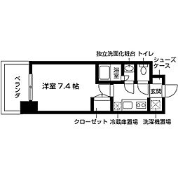 グランハイム山手通 1Kの間取図画像
