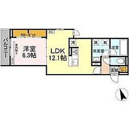 アルドゥール 1LDKの間取図画像