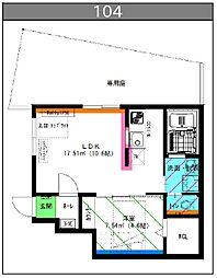 グランレーヴ本星崎 1LDKの間取図画像