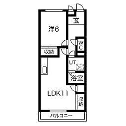 有松ヒルズA 1LDKの間取図画像