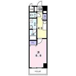 NEWCITYAPARTMENTS円上町 1Kの間取図画像