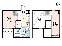 コンソラージュ岩戸 1SKの間取図画像