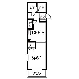 ラ・ヴェリテノムラ2 1DKの間取図画像
