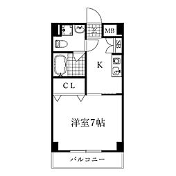 アルジャン 1Kの間取図画像