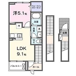 シャンテ瑞穂1 1LDKの間取図画像