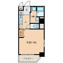 ピースプレイス牛巻 1Kの間取図画像
