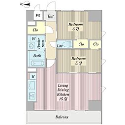 Arcus金山 2LDKの間取図画像