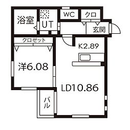 ダ・ヴィンチ吹上 1LDKの間取図画像