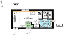 AIRISS 3階1Kの間取り