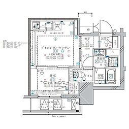 名古屋市営名城線 東別院駅 徒歩9分の賃貸マンション 12階1DKの間取り