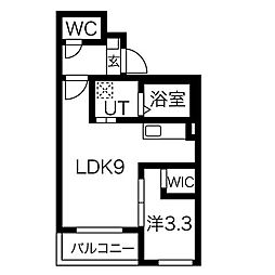 名古屋市営東山線 本陣駅 徒歩7分の賃貸アパート 3階1LDKの間取り