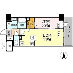 JR東海道本線 名古屋駅 徒歩9分の賃貸マンション 4階1LDKの間取り