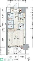 名古屋市営桜通線 国際センター駅 徒歩3分の賃貸マンション 13階ワンルームの間取り
