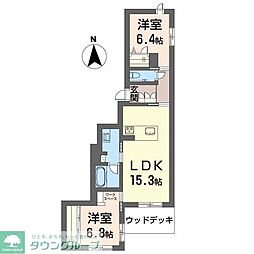 セレーノ御器所 1階2LDKの間取り