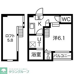 名古屋市営東山線 名古屋駅 徒歩10分の賃貸アパート 2階1Kの間取り