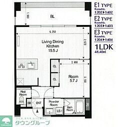 名古屋市営鶴舞線 大須観音駅 徒歩4分の賃貸マンション 13階1LDKの間取り