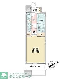 名古屋市営桜通線 車道駅 徒歩2分の賃貸マンション 2階ワンルームの間取り