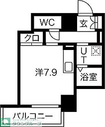 名古屋市営鶴舞線 上前津駅 徒歩7分の賃貸マンション 10階ワンルームの間取り