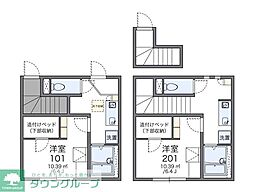 近鉄名古屋線 近鉄八田駅 徒歩5分の賃貸アパート 2階1Kの間取り