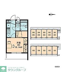 レオパレスＭ　Ｏ 3階1Kの間取り