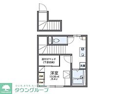 レオパレスノーブル 2階1Kの間取り