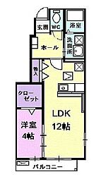 名古屋市営鶴舞線 上小田井駅 徒歩20分の賃貸アパート 1階1LDKの間取り