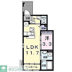 名古屋市営鶴舞線 庄内緑地公園駅 徒歩7分の賃貸アパート 1階1LDKの間取り