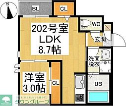 Grandtic Tove 2階1LDKの間取り