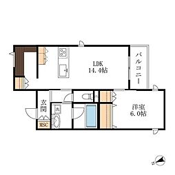 corail blanc 2階1LDKの間取り