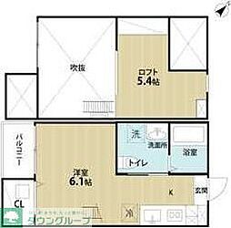 ホワイトアゲート 2階ワンルームの間取り