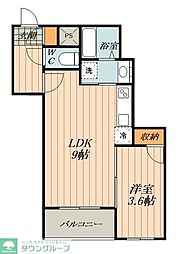 レジデンス中村公園 3階1LDKの間取り