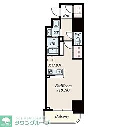 名古屋市営名港線 金山駅 徒歩9分の賃貸マンション 11階ワンルームの間取り