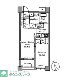 パークアクシス白壁 1階1LDKの間取り