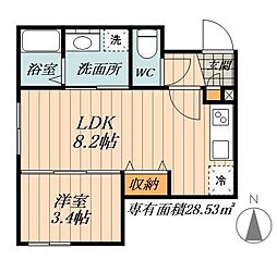 WELL COURT　NAKAMURA 2階1LDKの間取り
