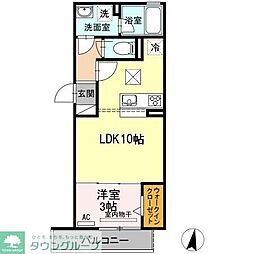 名古屋市営名港線 金山駅 徒歩9分の賃貸アパート 2階1LDKの間取り