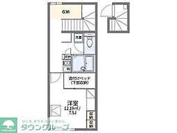 レオパレス琴 2階1Kの間取り