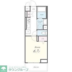 アスピラシオン尾頭橋 1階1Kの間取り