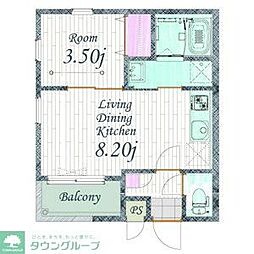 名古屋市営東山線 本陣駅 徒歩5分の賃貸アパート 2階1LDKの間取り