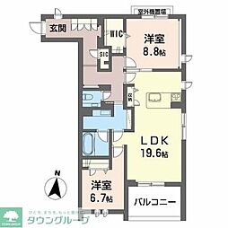 エスポワ ルミエール 2LDKの間取図画像