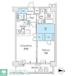 L&Cレジデンス鶴舞公園 1DKの間取図画像