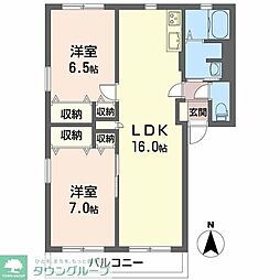 シェトワ丸山 2LDKの間取図画像