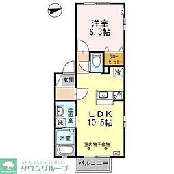 アンクオーレ桜本町 1LDKの間取図画像